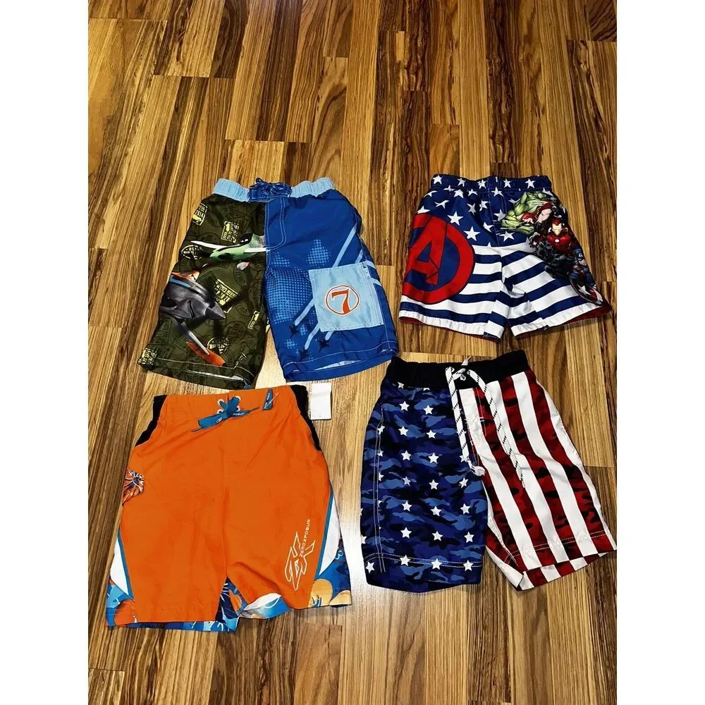 Disney Planes Avengers‎ TCP Zero Exposure Boys Swim Trunks Sz 5/6 Lot Of 3